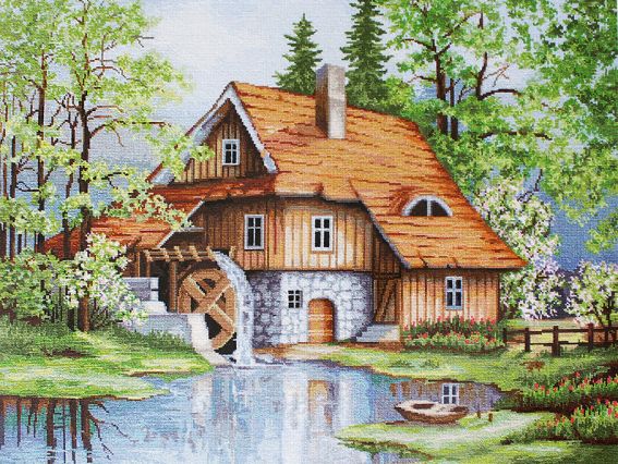 B492 Весняний пейзаж, Luca-S вишивка нитками B492 Весняний пейзаж, Luca-S вишивка нитками