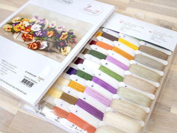 Набір для вишивання нитками B503 Кошик з Анютиними очками, Лука-С