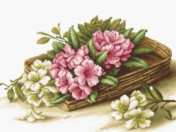B510 Корзина с азалии, Luca-S вышивка нитками B510 Корзина с азалии, Luca-S вышивка нитками