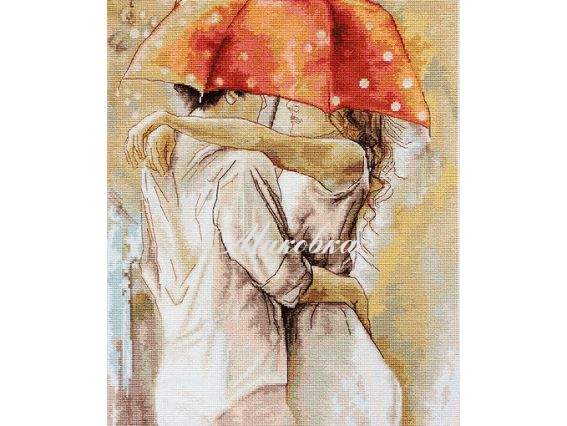 B552 Под зонтом, Luca-S, вышивка нитками B552 Под зонтом, Luca-S, вышивка нитками