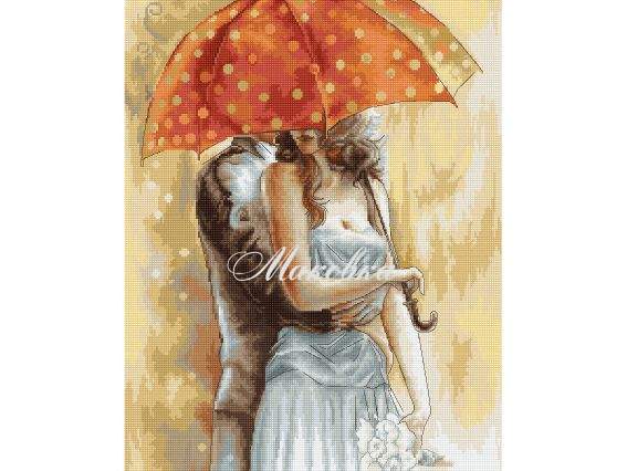 B555 Під парасолькою - 2, Luca-S, вишивка нитками B555 Під парасолькою - 2, Luca-S, вишивка нитками
