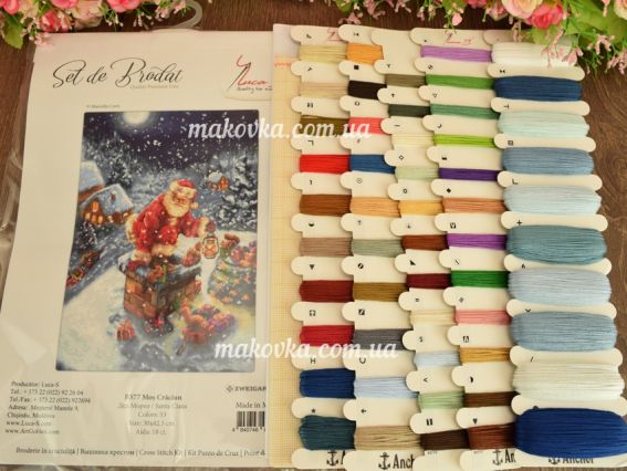 Набір для вишивання хрестиком на канві B577 Дід мороз (на Аїді 18ст) Luca-S