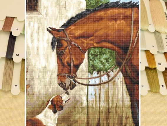 B580 Мисливець та Фоксхаунд, Luca-S, вишивка нитками B580 Мисливець та Фоксхаунд, Luca-S, вишивка нитками