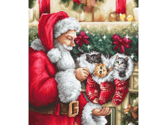B602 Дід мороз (з кошенятами) Luca-S вишивка нитками B602 Дід мороз (з кошенятами) Luca-S вишивка нитками