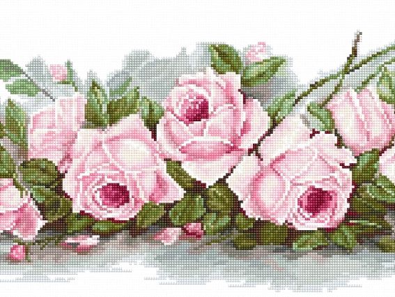 Набір для вишивання хрестиком на канві на Аїді 16ст BA2353 Романтичні троянди Luca-S 