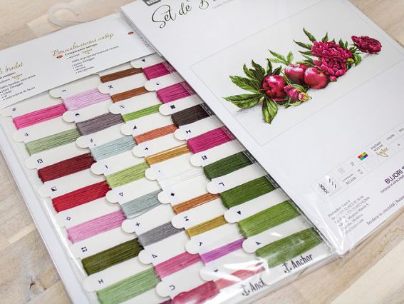 Набір для вишивання хрестом на канві на Аїді 16ст BA2357 Півонія та червоні яблука Luca-S