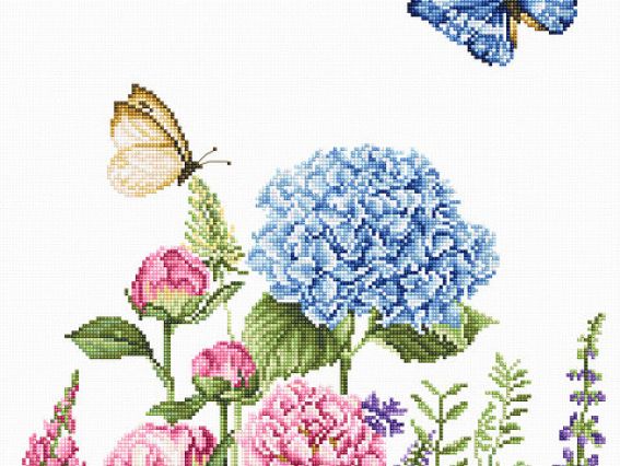 Набір для вишивання хрестом на канві на Аїді 16ст BA2360 Літні квіти та метелики Luca-S