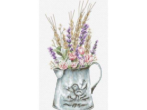 B7008 Букет з лавандою Luca-S вишивка нитками B7008 Букет з лавандою Luca-S вишивка нитками