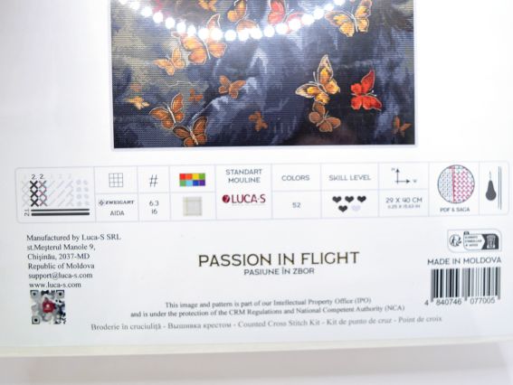 Набір для вишивання хрестиком BU5085 Пристрасть у польоті (дівчина з метеликами), Лука-С