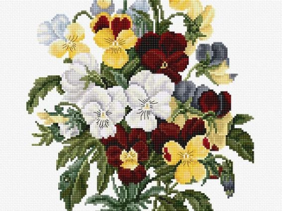 BU4002 Букет анютиных глазок, Luca-S набор для вышивания нитками BU4002 Букет анютиных глазок, Luca-S набор для вышивания нитками