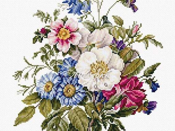 BU4004 Букет літніх квітів, Luca-S вишивка нитками BU4004 Букет літніх квітів, Luca-S вишивка нитками