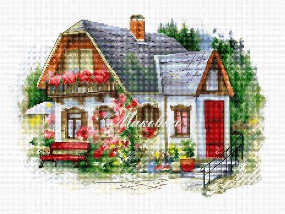 BU4005 Гарний заміський будиночок, Luca-S  вишивка нитками BU4005 Гарний заміський будиночок, Luca-S  вишивка нитками