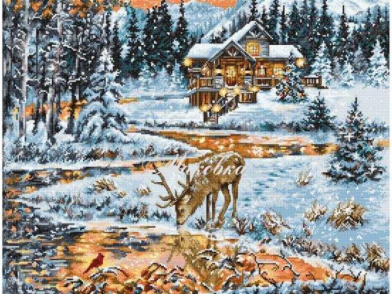 BU4022 Хата в лісі, Luca-S набір для вишивання нитками BU4022 Хата в лісі, Luca-S набір для вишивання нитками