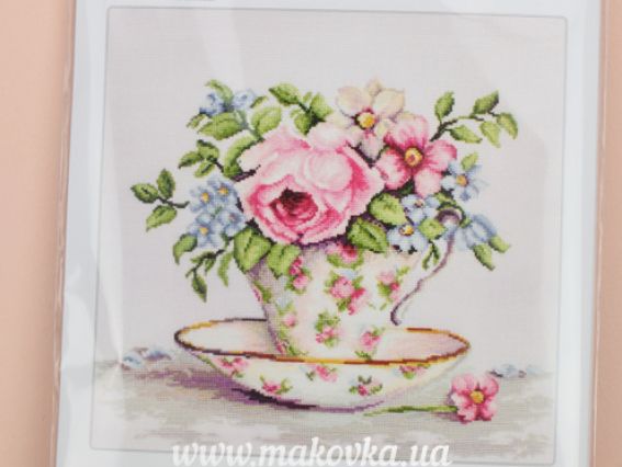 Набір для вишивання хрестиком на канві Аїда 16 BА2321 Квіти в чайній чашці, Luca-S