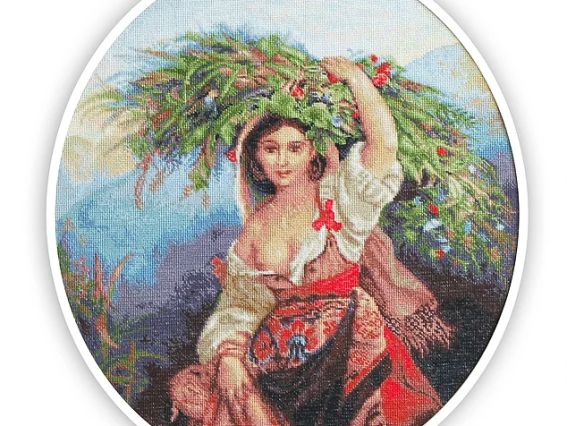 Набір для вишивання хрестиком B466 Італійка з квітами Лука-С