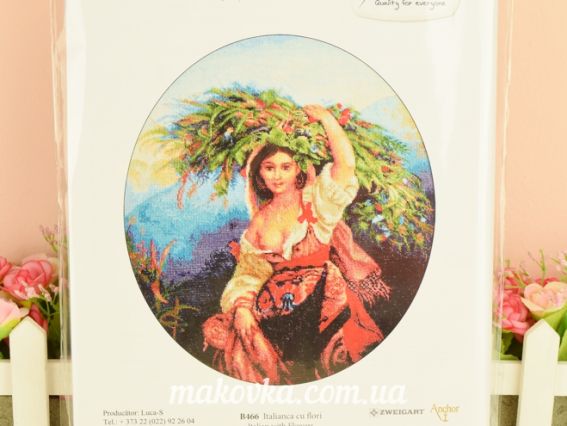 Набір для вишивання хрестиком B466 Італійка з квітами Лука-С