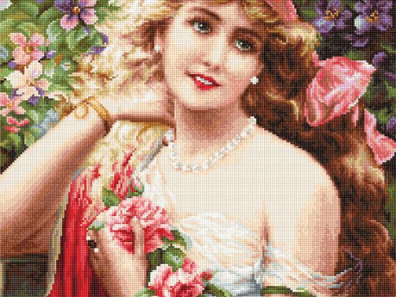 Набір для вишивання нитками, гобелен G549 Дівчина з трояндами, Лука-С
