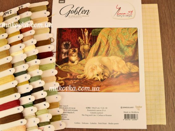 Набір для вишивання гобелен G582 Собака та кішки GOBLEN Luca-s 