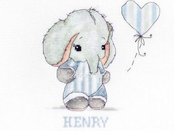 B1134 Baby Boy (слоник хлопчик, метрика), Luca-S, вишивка нитками