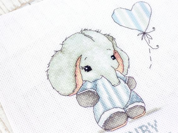 Набір для вишивання хрестиком B1134 Baby Boy (слоник хлопчик, метрика) Лука-С