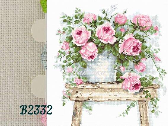 B2332 Квіти на табуреті, Luca-S (Belana 20 ct) набір для вишивання нитками