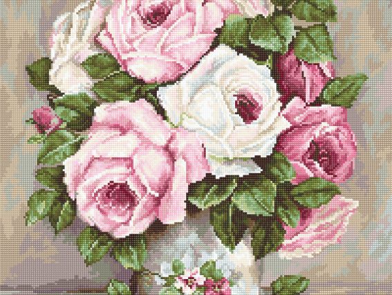 Набір для вишивання хрестиком на канві B574 (на Аїді 18ст) Змішані троянди Luca-S
