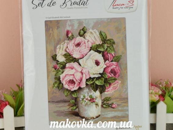 Набір для вишивання хрестиком на канві B574 (на Аїді 18ст) Змішані троянди Luca-S