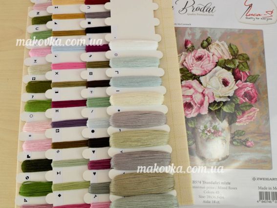 Набір для вишивання хрестиком на канві B574 (на Аїді 18ст) Змішані троянди Luca-S