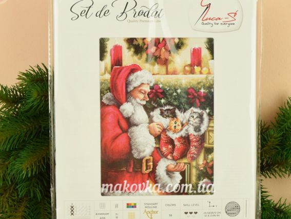 Набір для вишивання хрестиком B575 Дід мороз (на канві Аїді 18ст) Лука-С