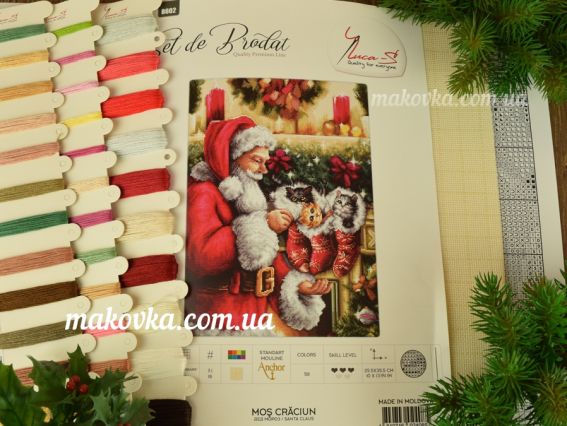 Набір для вишивання хрестиком B575 Дід мороз (на канві Аїді 18ст) Лука-С