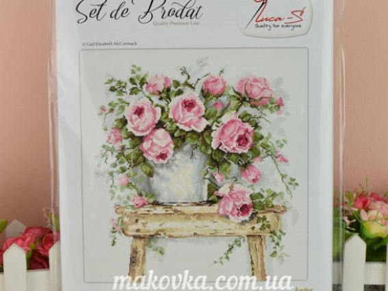 Набор для вышивания крестом на канве Аиде 18ст BA2332 Цветы на табурете, Luca-S 