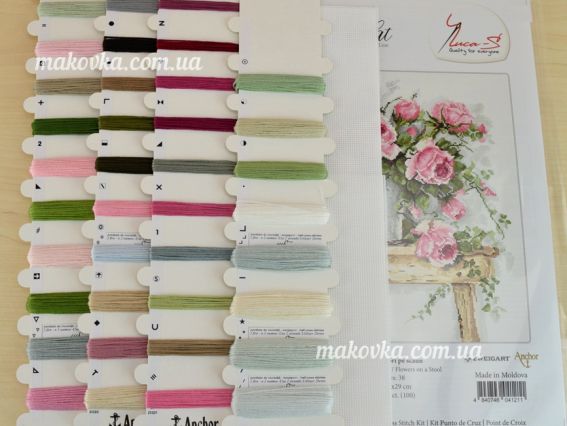 Набор для вышивания крестом на канве Аиде 18ст BA2332 Цветы на табурете, Luca-S 