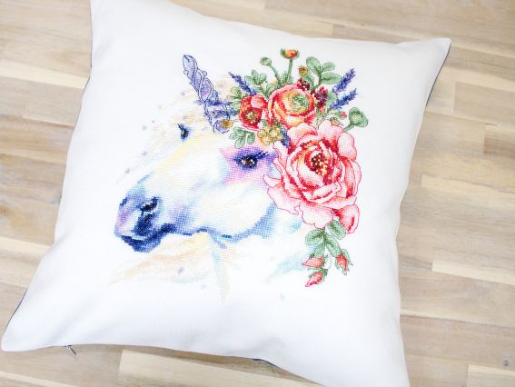 Подушка с единорогом PB-186 , Luca-S, вышивка нитками, набор для вышивания нитками крестиком