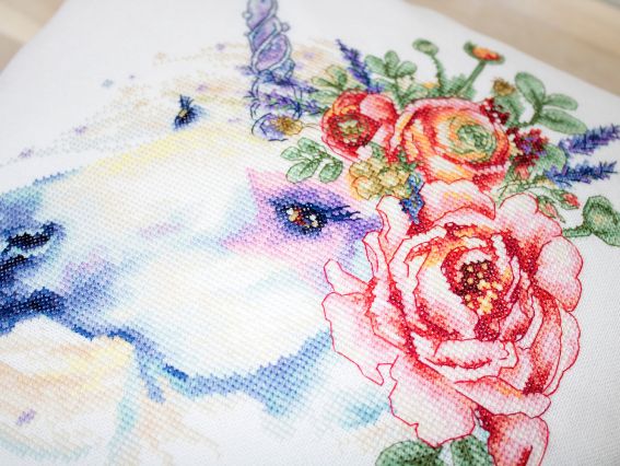 Подушка с единорогом PB-186 , Luca-S, вышивка нитками, набор для вышивания нитками крестиком