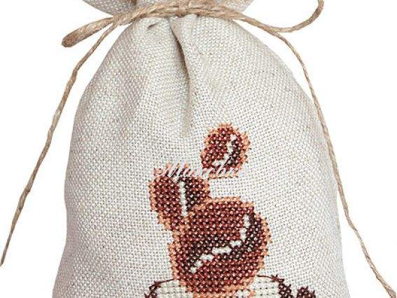 PM1218 Мешочек Кофе Luca-S набор для вышивания нитками PM1218 Мешочек Кофе Luca-S набор для вышивания нитками