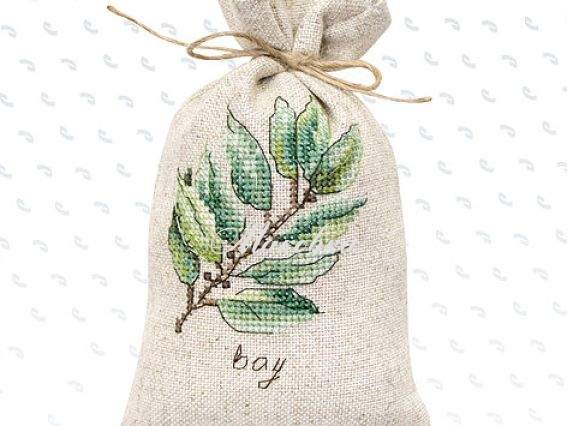 PM1234 Мешочек Лавровый лист Luca-S набор для вышивания нитками PM1234 Мешочек Лавровый лист Luca-S набор для вышивания нитками