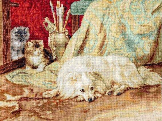 G582 Собака та кішки, Luca-s гобелен G582 Собака та кішки, Luca-s гобелен