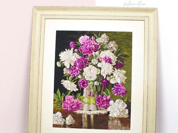 Набір для вишивання гобелен G608 Червоні та білі півонії Luca-s 