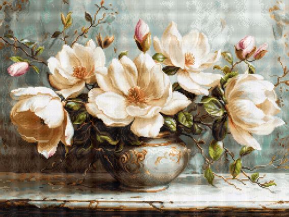Гобелен Таємничі магнолії G707, Luca-s набір для вишивання  Гобелен Таємничі магнолії G707, Luca-s набір для вишивання 