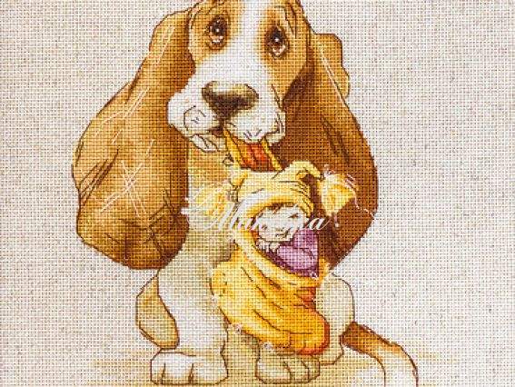 B1121 Бассет, Luca-S, вишивка нитками