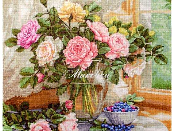 В588 Натюрморт із голубкою Luca-S  вишивка нитками В588 Натюрморт із голубкою Luca-S  вишивка нитками