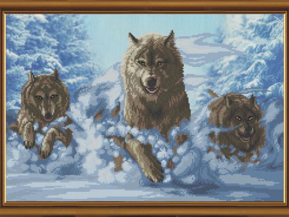 Волки, СД3079, Нова Слобода, вышивка нитками Волки, СД3079, Нова Слобода, вышивка нитками