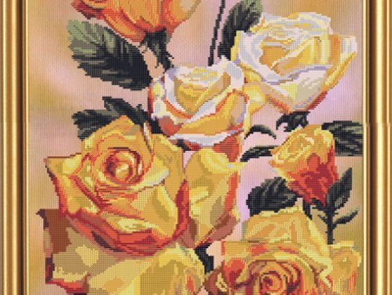 Желтые розы СР3041 Нова Слобода, выши нитками