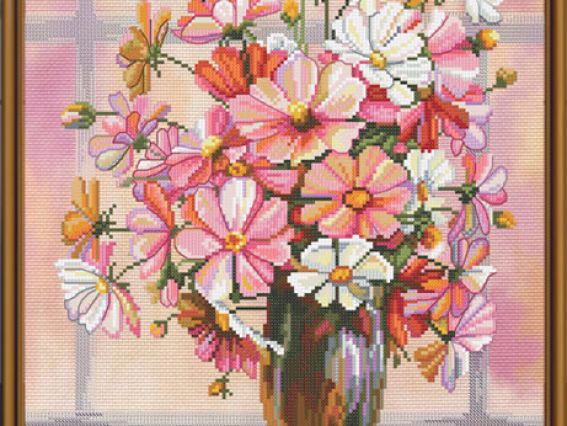 Цветочная дымка, СР3205 Нова Слобода, Набор для вышивания нитками Цветочная дымка, СР3205 Нова Слобода, Набор для вышивания нитками