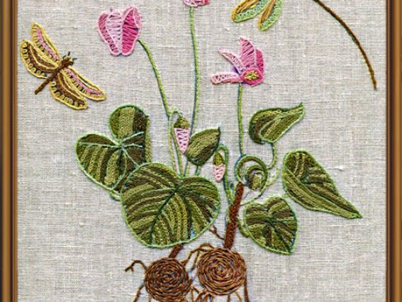 Ботаника. Цикламен пурпурный, ЕМ 4023 Нова Слобода Набор для вышивания Ботаника. Цикламен пурпурный, ЕМ 4023 Нова Слобода Набор для вышивания