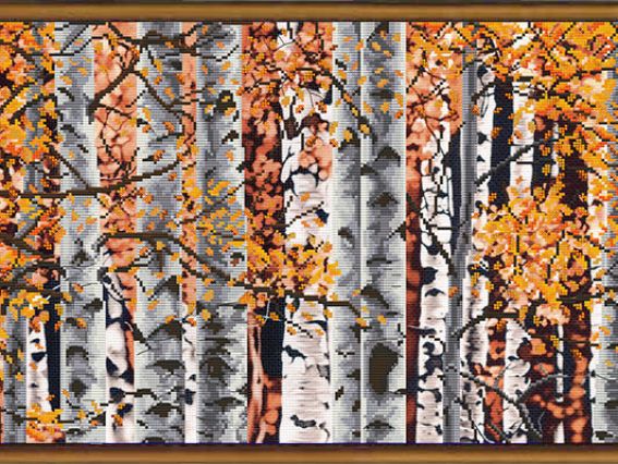 Осенние березки ННД1022 Нова Слобода, вышивка нитками и бісером Осенние березки ННД1022 Нова Слобода, вышивка нитками и бісером