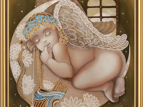 Амурчик на ромашковой луне, НК1189, Нова Слобода Набор для вышивания с бісером  Амурчик на ромашковой луне, НК1189, Нова Слобода Набор для вышивания с бісером 