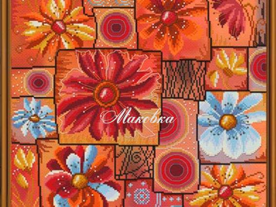 Цветочная мозаика, ННД3066, Нова слобода Набор для вышивания Цветочная мозаика, ННД3066, Нова слобода Набор для вышивания