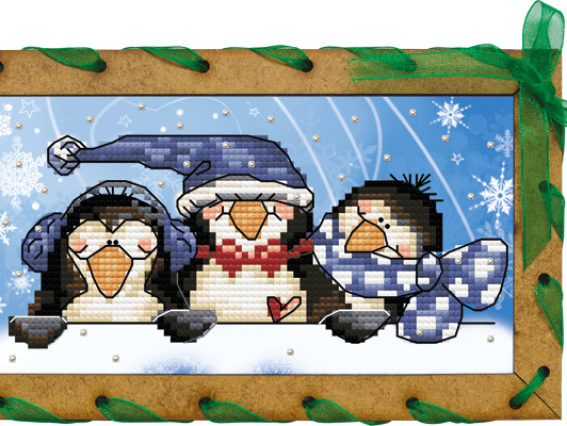 Набор креативное рукоделие Пингвинчики!, ОР7504, вышивка и открытка, Нова Слобода Набор креативное рукоделие Пингвинчики!, ОР7504, вышивка и открытка, Нова Слобода