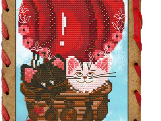 Набор креативное рукоделие Шар любви, ОР7563, вышивка и открытка, Нова Слобода Набор креативное рукоделие Шар любви, ОР7563, вышивка и открытка, Нова Слобода